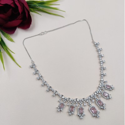 Pink Stone Shimmering Necklace Set 